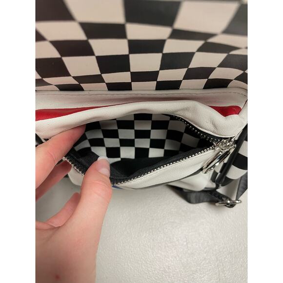 LIKE DREAMS Checkered Mini Backpack Travel School Campus in Black and White - Picture 6 of 10